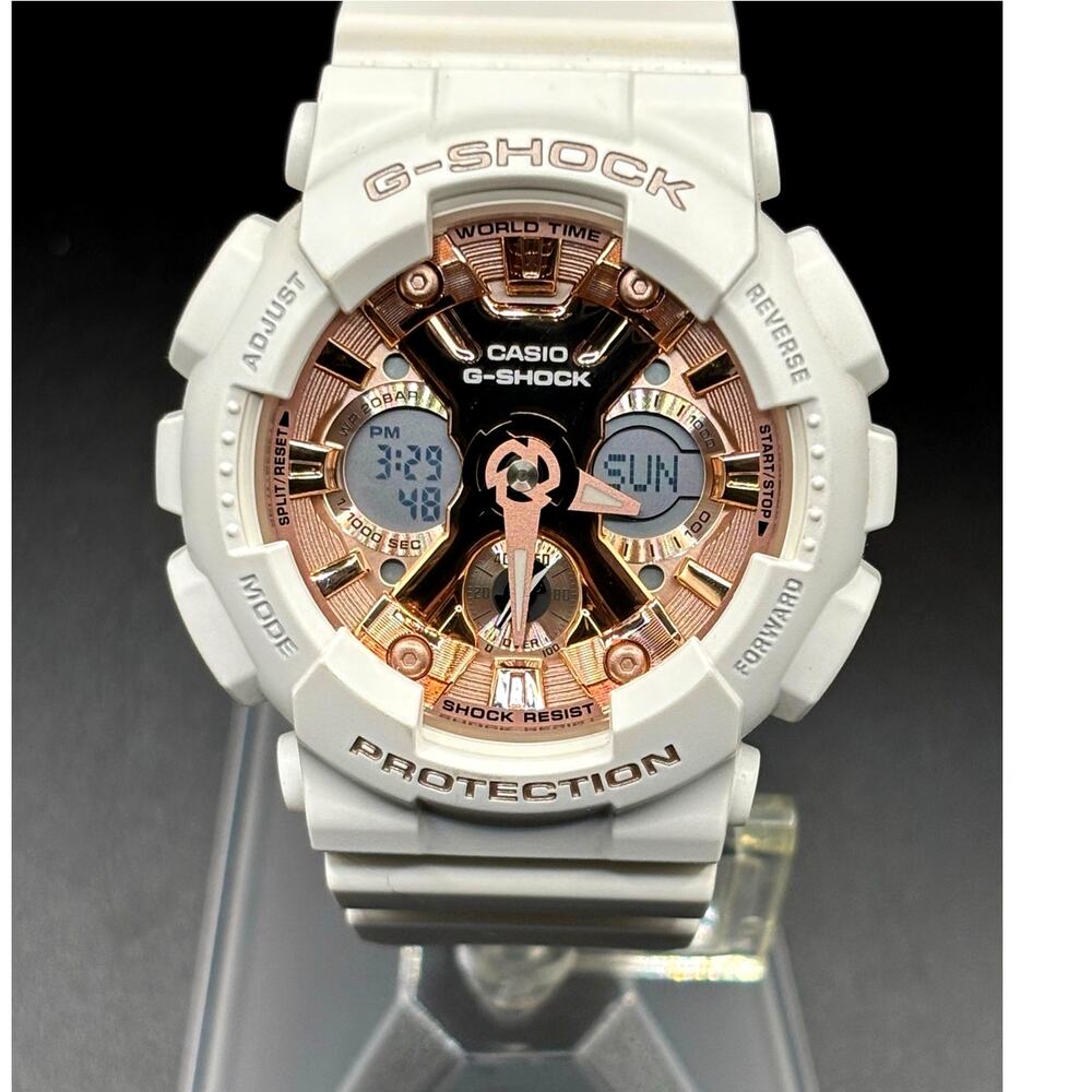 Casio G-Shock GMA-S120MF-7A2 Rose Gold Dial White Strap Women's Watch
